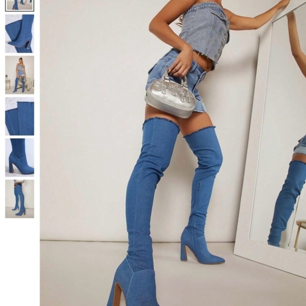 🌸SS7 - Stylish Blue Over-the-Knee Boots💙